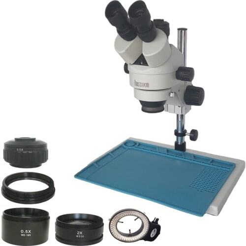 New Camera Port 3.5X-90X Simul Focal Trinocular Stereo Zoom Microscope Lens 144 Led Lights Lamp Mobile Phone PCB Repair Tools