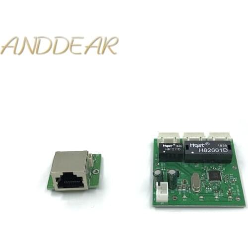 OME 3 Ports Switch module PCBA 4 Pin Header UTP PCBA Module with LED Display Screw hole positioning Mini PC Data OEM Factory