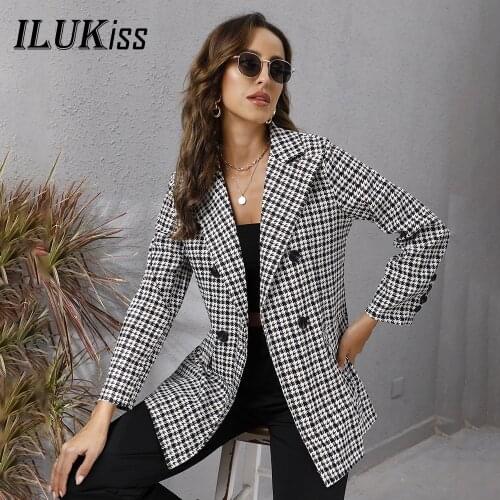 Fall Long Sleeve Plaid Print Blazer Female Winter Jacket Women Feminino Jackets For Women 2021 Autumn Fashion Casual Slim Coat