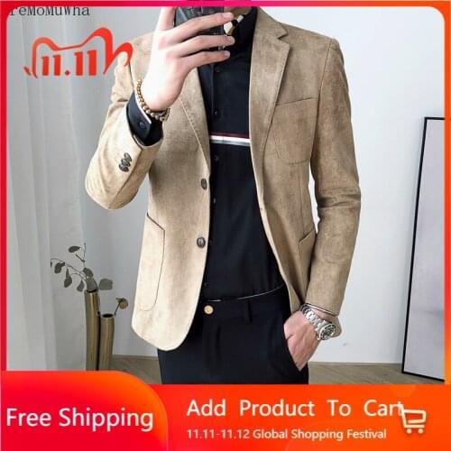AreMoMuWha Suede Casual Blazer Male Korean Version of The Self-cultivation Trend Small Suit Youth Mens Shirt mens suits blazers