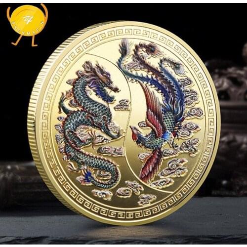 Dragon and Phoenix Bringing Prosperity Commemorative Coins China Mascot Dragon Coins Collectibles History Culture Challenge Coin
