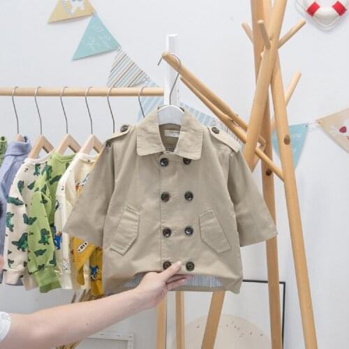 Baby Boys Windbreaker Coats Korean Style Childrens Clothing Toddler Casual Khaki Trench Coat Kids Turn Down Outwear Windbreaker