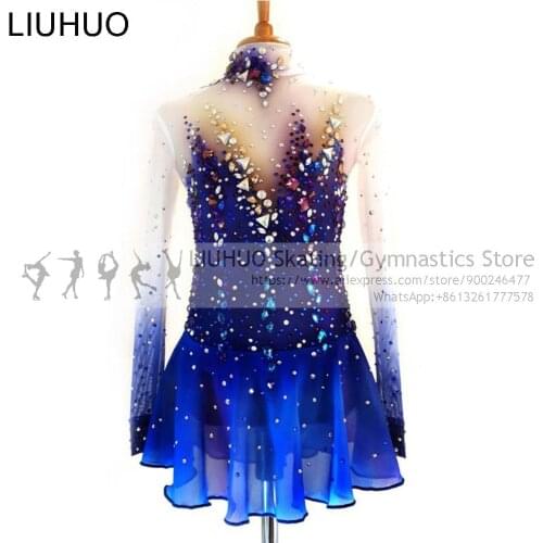 Figure Skating Dress Girls Competition Ice Skating Gradient Color Performance Rhythmic Gymnastics Dance Leotard Christmas Gifts