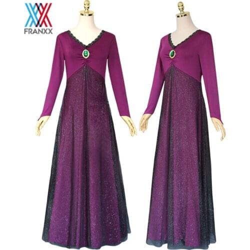 FRANXX Elsa Dress Costume Anime Elsa Anna Princess Dress Purple V-neck Evening Dress Wig Girl Hair Halloween Party Women Clothes