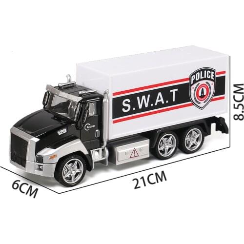 Alloy Police Rescue Transport Vehicle Pull Back Car Eucation Kids Toy