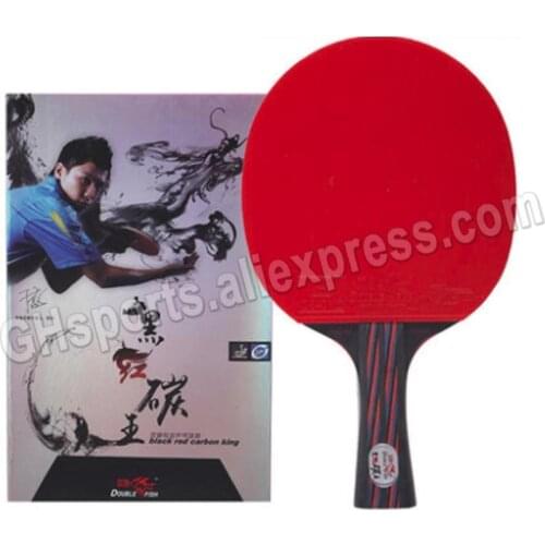 Double Fish BLACK RED CARBON KING Table Tennis Racket with Rubber Offensive Original DOUBLEFISH Ping Pong Bat