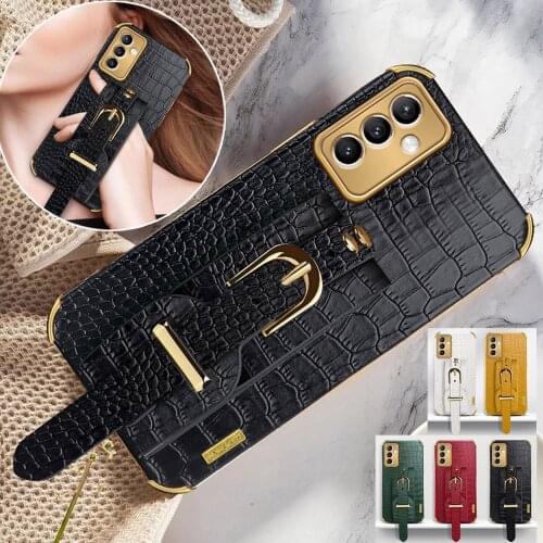 Wrist Strap Arm Band Phone Case For Samsung Galaxy A82 A22 5G Cover Leather Case For Samsung A32 A52 A72 A12 Shockproof Cover