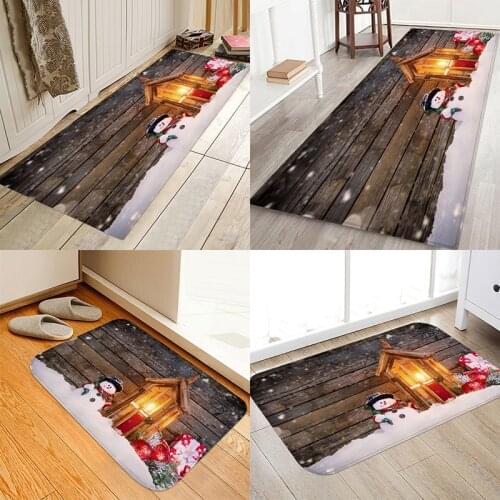 Christmas mat, wooden cabin Christmas background.Home mat