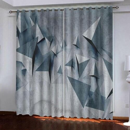 Grey blue brick curtains 3d stereoscopic curtain Customized 3d curtains thickened windshield geometric blackout curtains