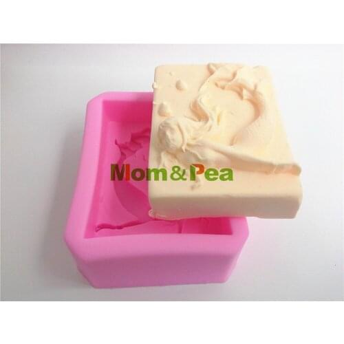 Mom&Pea 0354 Free Shipping Mermaid Shaped Silicone Soap Mold Cake Decoration Fondant Cake 3D Mold Food Grade Silicone Mould