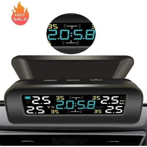 3.5/8/9 Bar Tire Pressure Monitoring System Solar TPMS External Sensor Tire Pressure Real Time Truck Car Alarm Monitor