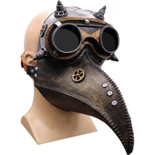 Interesting medieval Steampunk retro plague beak latex mask plague crow Mask Halloween Cosplay mask prop