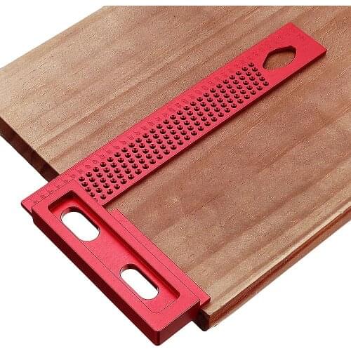 200mm Precision T-Ruler Aluminum Alloy Woodworking Scribe Marking Gauge Crossed-out Hole Scribing Ruler Carpenter Measuring Tool