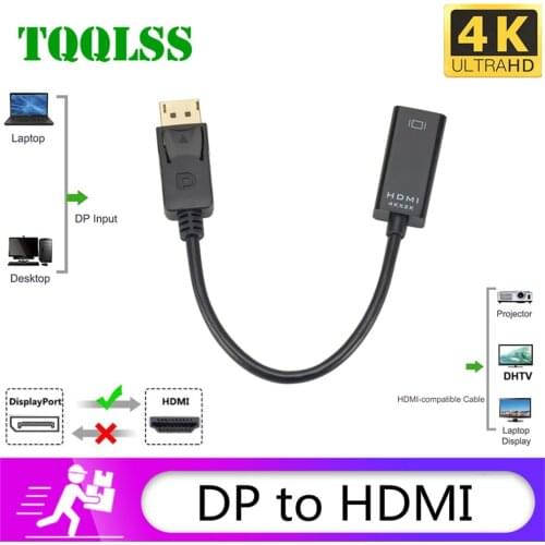 TQQLSS 4K Displayport DP to HDMI-compatible Adapter 1080P Display Port Converter For PC Projector Displayport to HDMI-compatible