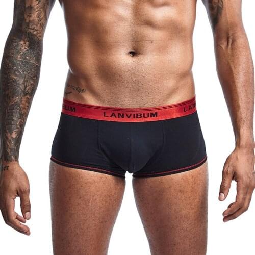 Lanvibum briefs under wear mens underwear contrast color cotton port style simple low waist u convex large bag mens flat pants
