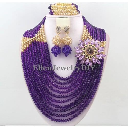 Amazing Nigerian Wedding bridal beads Jewelry SetAfrican style Crystal beaded necklace women Jewelry Set W11884