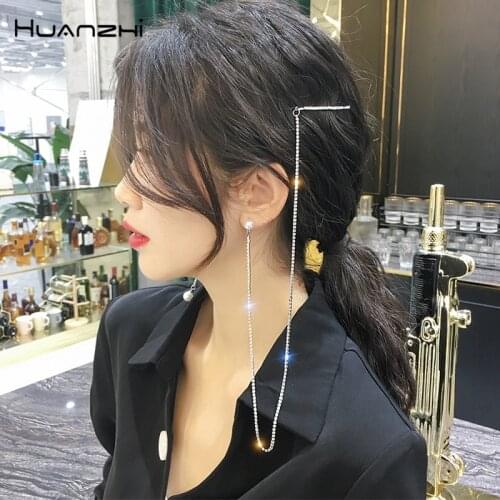 HZ 2019 New Fashion Imitation Pearls Hair Grip Asymmetric Tassel Elegant Hair Clips Barrettes Hair Accessories for Women Party