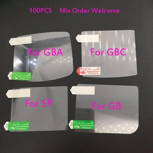100PCS Plastic For GBP Screen Protector Guard For GB GBA SP GBC Clear Protective Film