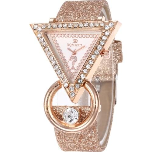 2020 Women Watches Creative Luxury Triangle Rhinestone Dial Frosted Strap Ladies WristWatch Fashion Quartz Watch Relojes Mujer