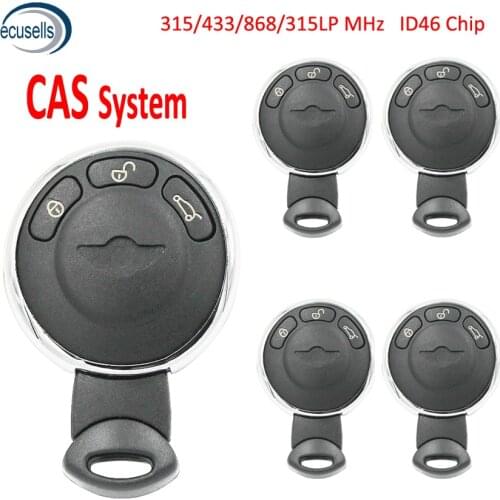 5PCS/LOT, 3 Button Smart Remote Key Fob CAS System For BMW Mini Cooper 315MHZ 433MHZ 868MHZ 315LP MHZ With ID46 (PCF7945)Chip