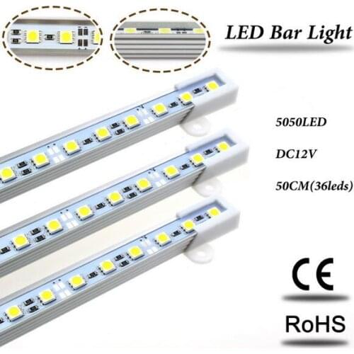 7.2W 50CM 5050 5630 SMD 36 LED Day Pure White Aluminium Rigid Strip Bar Light Lamp Warm White DC 12V DIY For Home Automobile