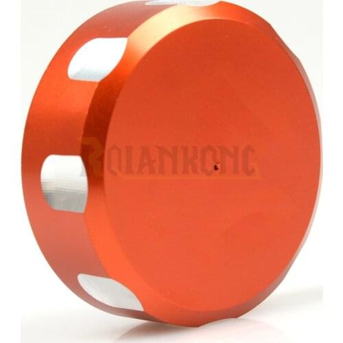 CNC Aluminum Motorcycle Orange Engine Rear Brake Pump Fluid Reservoir Cap Cover for RC 125 200 390 LOGO