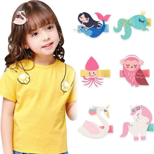 1PCS New Animal Fabric Girls Hair Clips Kids Hairpins Classic Cartoon Hair Barrettes Children Hair Accessories Princess Headwear