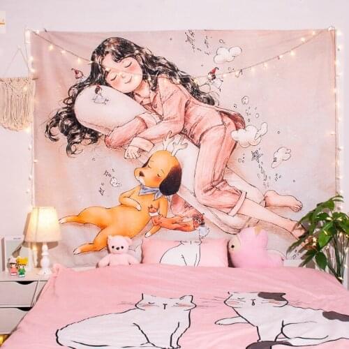 Tapestry Background Cloth Cute Girl Home Decor Dorm Bedroom Decoration Living Room Curtain Bohemian Tapestry Wall Hanging Carpet