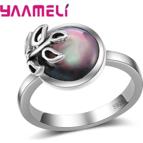 Vintage Round Fire Opal Stones Jewelry Rings For Women Original 925 Sterling Silver Jewelry Kunckle Rings Top Quality