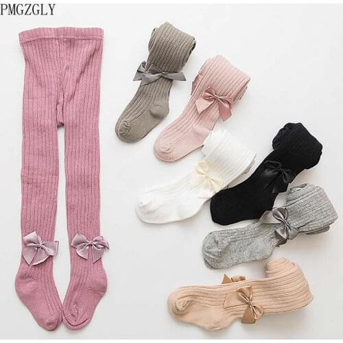 0-6 Yrs Girl Tights Children Spring Autumn Winter Bowknot Tights Cotton Baby Girls Pantyhose Kids Infant Knitted Collant Tights