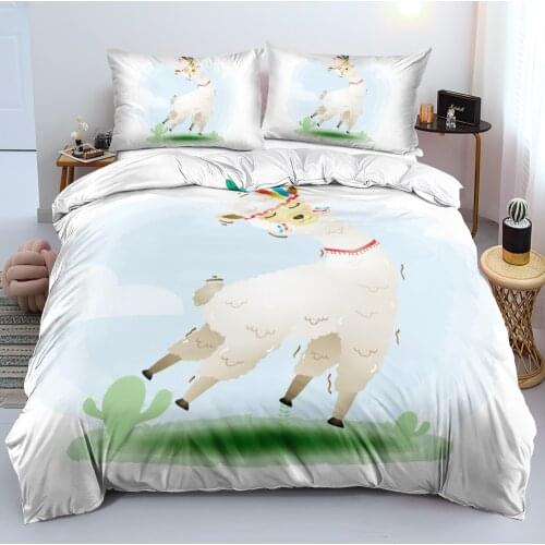 3D Custom Duvet/Quilt/Comforter Cover Set Lovely Alpacas Bedding sets Cartoon Bed Linen 210x210 King Queen Size Home Texitles
