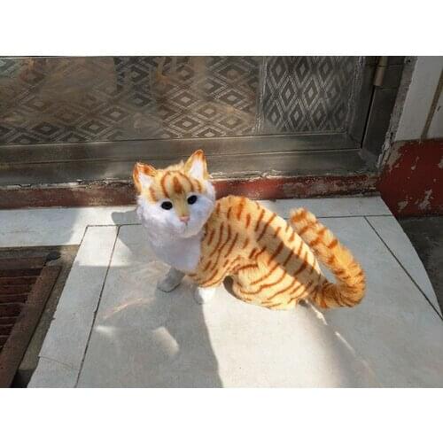 Big simulation yellow stripe cat model polyethylene&fur lovely sitting cat doll gift about 25x23cm 1137