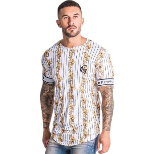 Summer New Men T-shirt Striped Casual Fashion Sports T-shirt Male Quick Dry Print Short Sleeve T-shirt Gym Fitness Clothes Tops