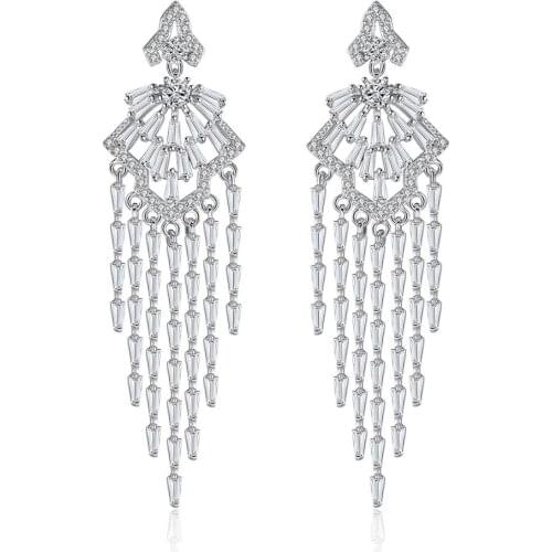 Statement Crystal Tassel Earrings For Women Plated Gold Big Long Earrings With Stones Luxury Party Jewelry Bijoux Gifts