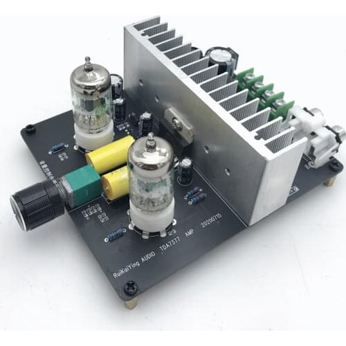 DC 12V mini TDA7377 Power amplifier board 6J3 tube 5654W tube preamplifier can be directly connected to speakers