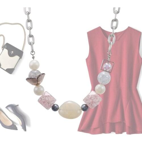 Fashion Acrylic Candy Color Sweater Chain Necklaces for Woman Beaded Necklace Girl Summer Jewelry