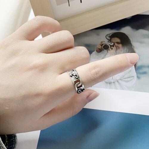 Fashion Vintage Old Thai Silver Saturn Soft Chain Opening Design Ring S925 Sterling Silver Street Cool