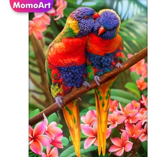 MomoArt Diamond Painting Parrot New Arrival Diamond Mosaic Animal Full Square Embroidery Bird Cross Stitch Kits Home Decoration