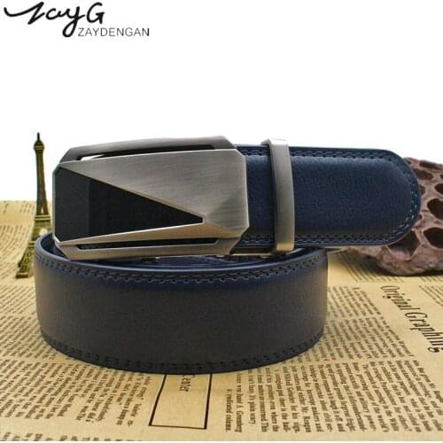ZAYG Men fashion metal automatic buckle high quality blue belt designer luxury belts men business belt male classic jeans belt