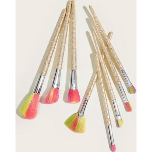 6/7/8/10/12pcs Makeup Brushes Set Frosted Copper Eye Shadow Eyebrow Small Fan-shaped Brush Good Quality Beauty Make Up Tools