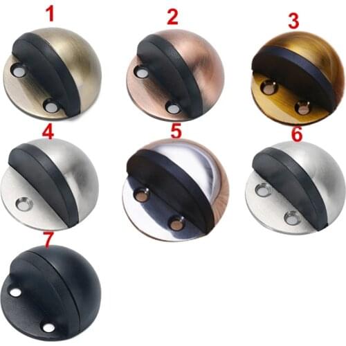 Floor-mounted Door Stops Stainless Steel Glass Door Rubber Semi-circular Anti-collision Punch Free Door Stop Wood Door Holder
