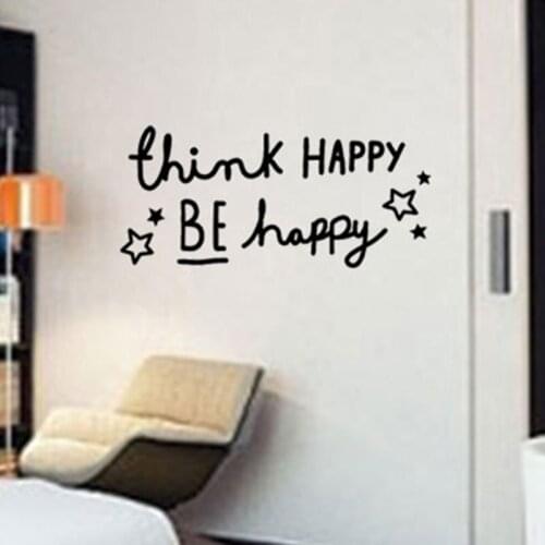 Wall Sticker Lettering Phrase "Happy If You Want to Be Happy" Wall Sticker Detachable Waterproof Wallpaper Decoration