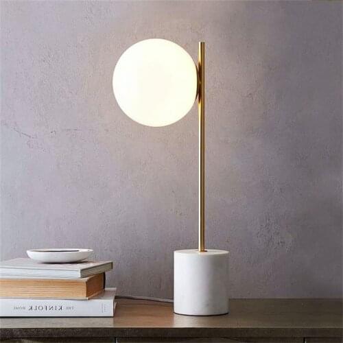 Marble glass table lamp white ball post modern simple hotel bedroom Nordic living room decorative table lamp