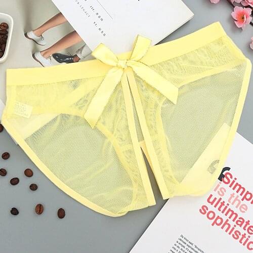 L'bellagiovanna crotchless Underwear women sexy panties seethrough bow Briefs Female Mesh intimates Charmming Low bragas 5007n