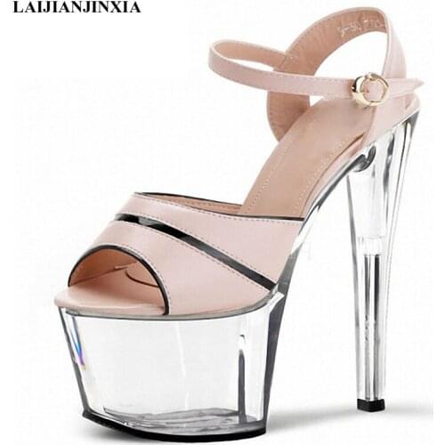 LAIJIANJINXIA New Sexy Same Star Women Wedding Party Dancing Shoes 17cm Stiletto High Heels Platform Sandals Pole Dance Shoes