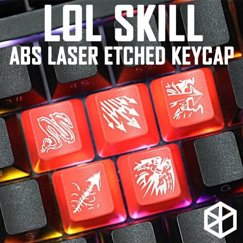 Novelty Shine Through Keycaps ABS Etched, Shine-Through lol black red r2 hero skill Ashe Caitlyn Tristana Varus