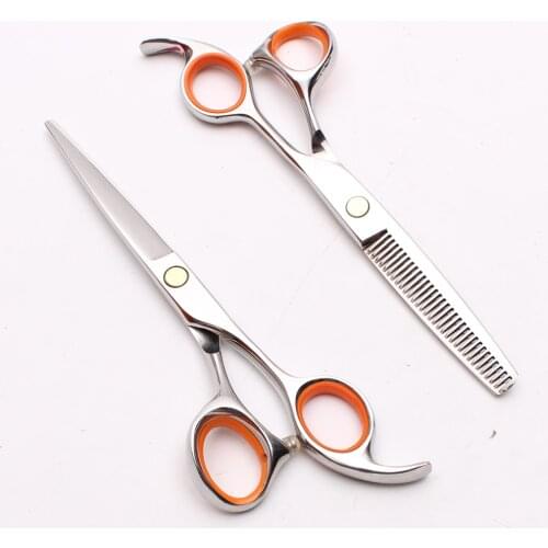 1Pair 5.5" 6" Japan Stainless Customized Logo Barber Scissors Cutting Shears Thinning Scissors Professional Hair Scissors C1008
