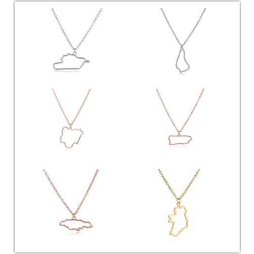Outline Country Texas State Africa Israel Australia France Syria Ireland Jamaica Barbados Nigeria Puerto Rico World Map Necklace