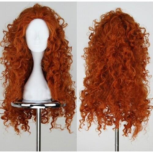 Movie Brave Princess Merida Wig Cosplay Costumes Mei lida Long Curly Synthetic Wigs Hair Halloween Party Role Play Women Girls