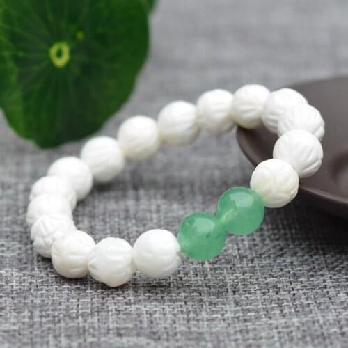Drop Shipping 10mm Natural Pure White Tridacna Round Bead Bracelet Bangles Red Chalcedony Bracelet Women Fashion Jewelry